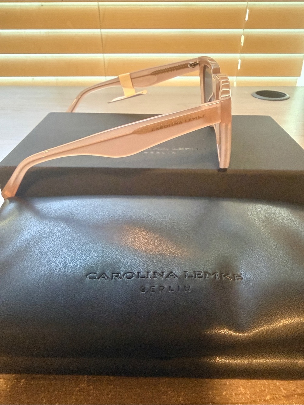 Carolina Lemke Nude-Peach Square Women’s Sunglasses - Picture 4 of 6